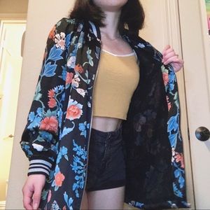 silk tropical patterned bomber